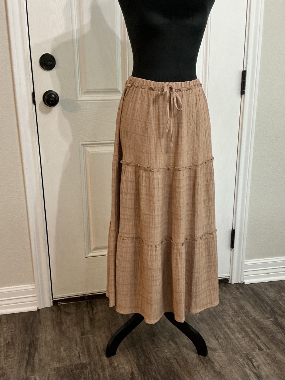 Celebrity Pink Tan Tiered Drawstring Maxi Skirt